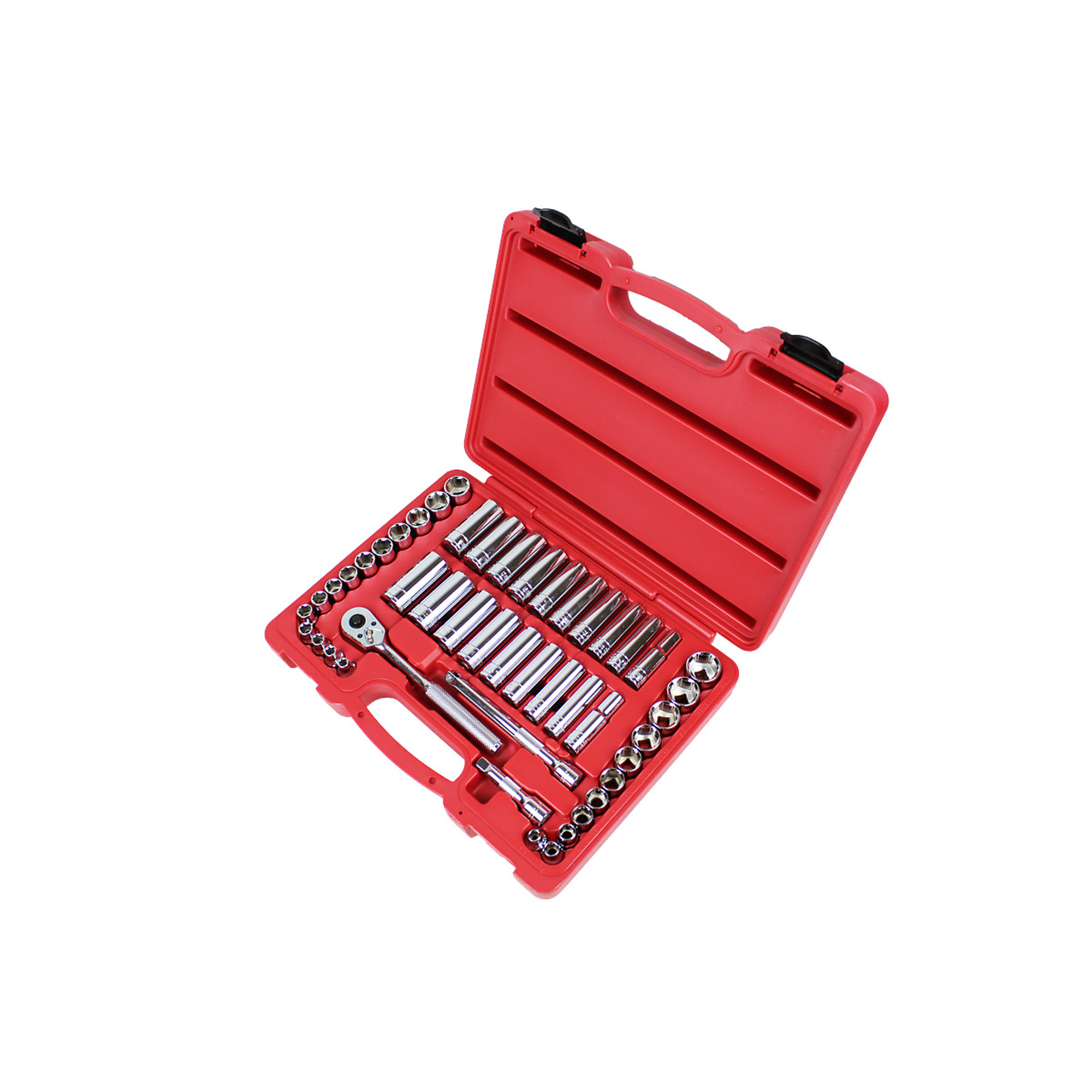K-Tool International Socket Set — 3/8in. Drive, SAE and Metric, 6-Point, 47-Piece, Model# KTI22047